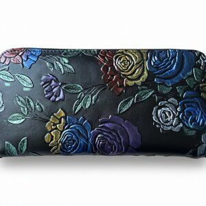 Floral wallet - genuine leather